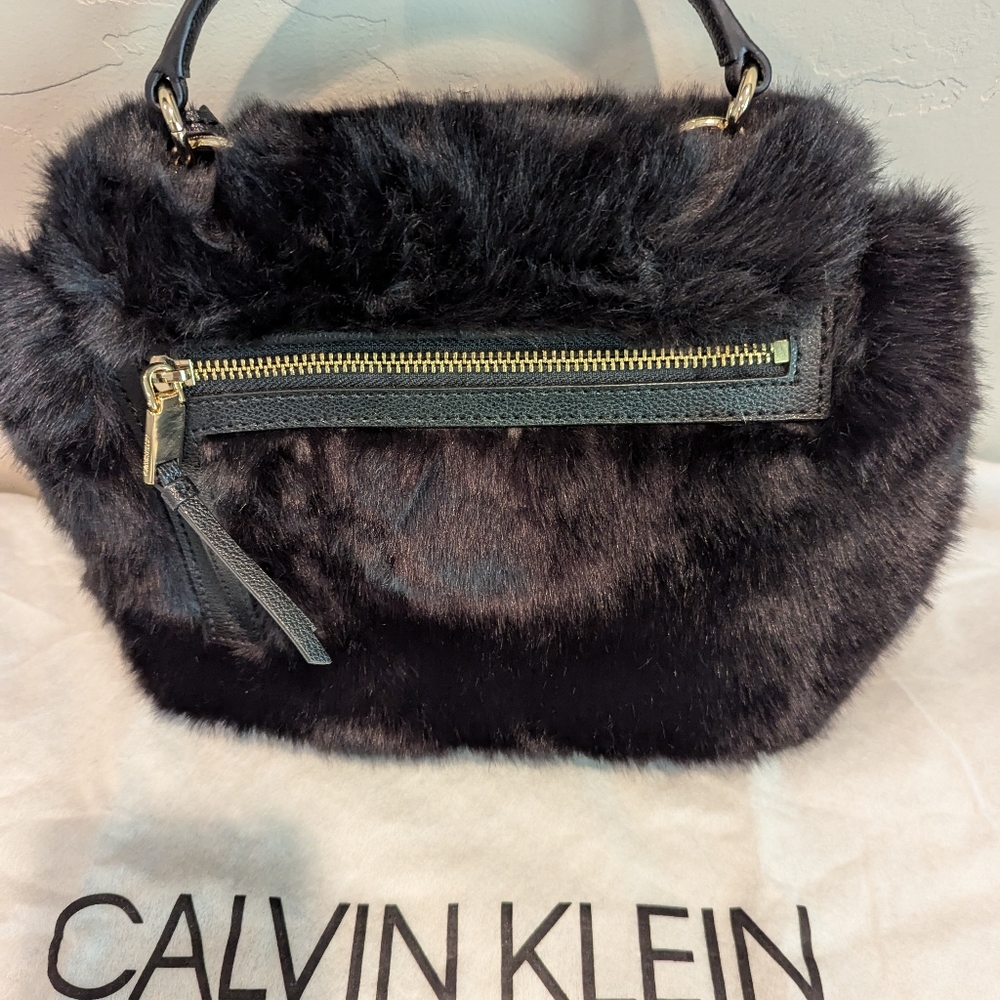 Calvin Klein purse, black, faux fur - Picture 2 of 3